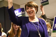 Sen. Amy Klobuchar arrived at the DFL headquarters election party on Tuesday. Tellingly, she had been on Stephen Colbert’s late-night show the day b