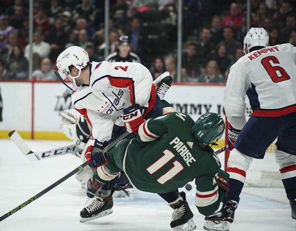 Wild left winger Zach Parise was dumped to the ice by Capitals defenseman Matt Niskanen in the second period. Parise bounced back to score in the thir