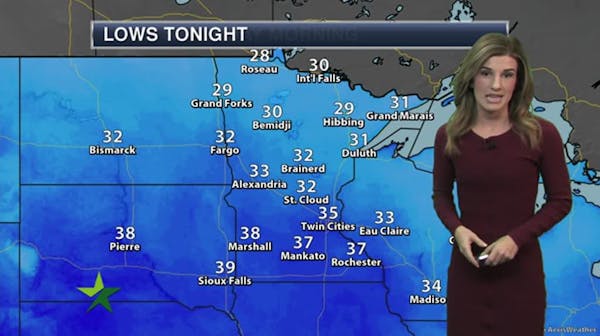 Evening forecast: Low of 36; clouds roll in, with passing shower possible
