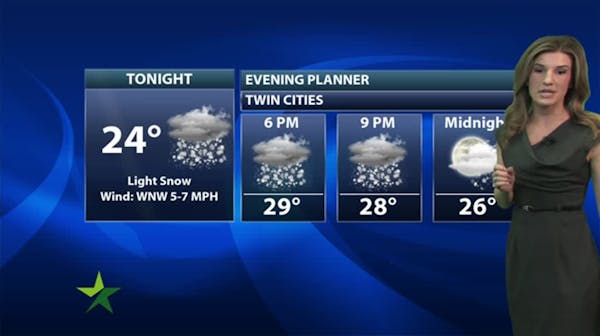 Evening forecast: On-and-off snowflakes; temps in teens and 20s