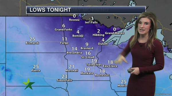 Evening forecast: Low of 17; clouds to go with the cold