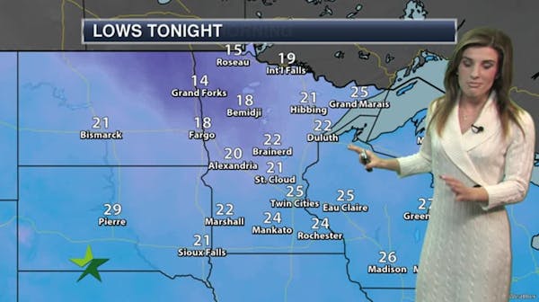 Evening forecast: Low of 25; partly cloudy with warmup coming