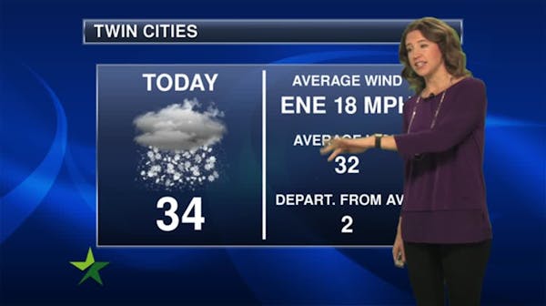 Morning forecast: Cloudy, high 34; snow moves in later