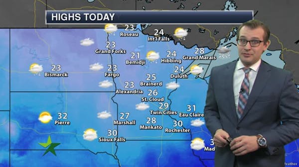 Evening forecast: Low 20s, snow Up North
