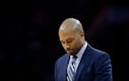 Former Knicks coach Derek Fisher was fired Monday and replaced by interim coach and former Wolves coach Kurt Rambis.