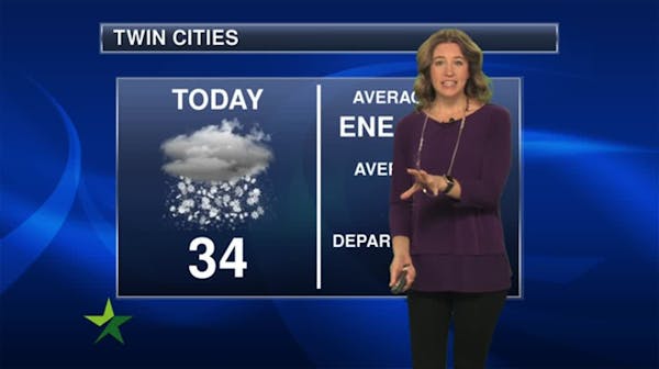 Afternoon forecast: Snow on the way; high 34