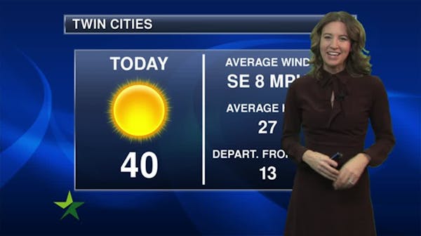 Morning forecast: Sunny and warm; high 40
