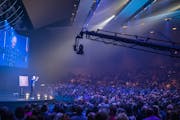 Senior pastor Bob Merritt delivered the sermon at Eagle Brook Church while being filmed for a live feed. The church invested in a $5 million video pro