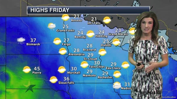 Evening forecast: Low of 24; clouds continue but a break is in sight