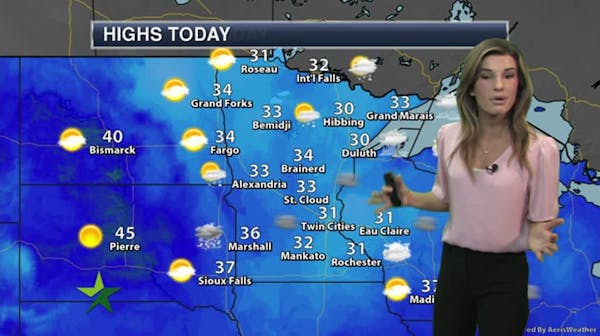 Afternoon forecast: Cloudy, high of 30