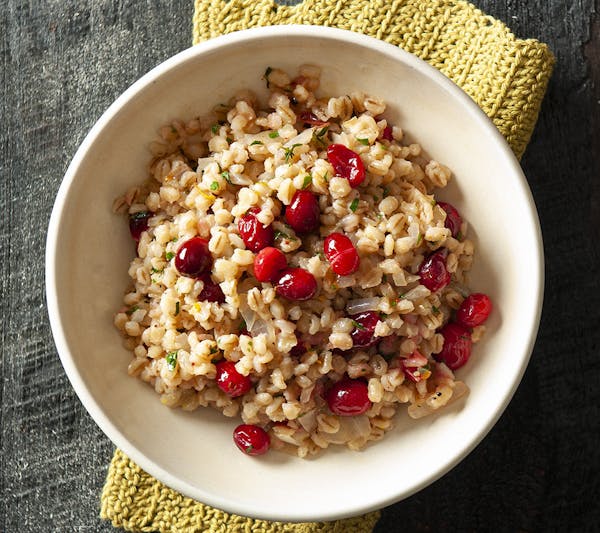 Barley, Cranberry Pilaf With Rosemary and Orange.