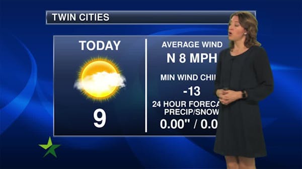 Morning forecast: Sunny and cold; high 9