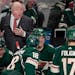 Minnesota Wild head coach Bruce Boudreau during a break in the action in the third period against the Anaheim Ducks at Xcel Energy Center in St. Paul,