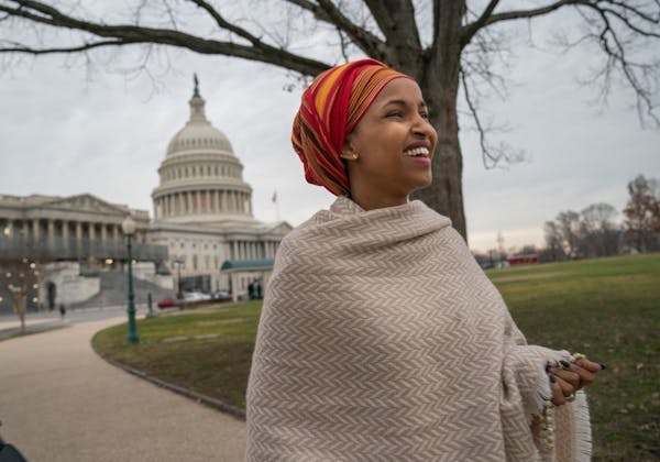 U.S. Rep. Ilhan Omar walked from her new office in the Longworth House Office Building to the U.S. Capitol, a few hours before being sworn in as a mem
