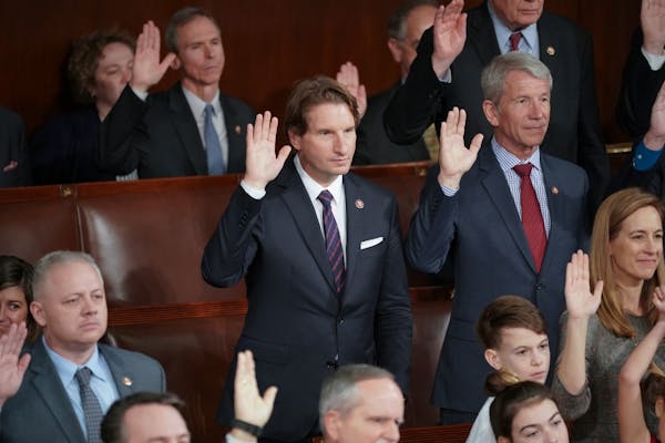 Rep. Dean Phillips, shown in January during his swearing-in on the U.S. House floor in Washington.
