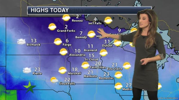 Afternoon forecast: Mostly sunny, high 20; cold this weekend