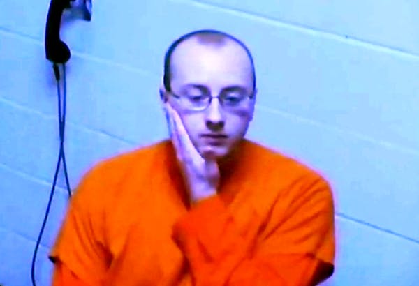 In this image made from a pool video, Jake Thomas Patterson, 21, makes his initial court appearance on kidnapping and murder charges related to the di