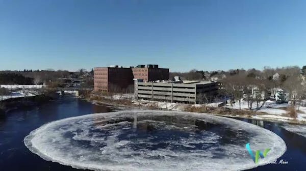 Giant rotating ice disk forms in Maine river