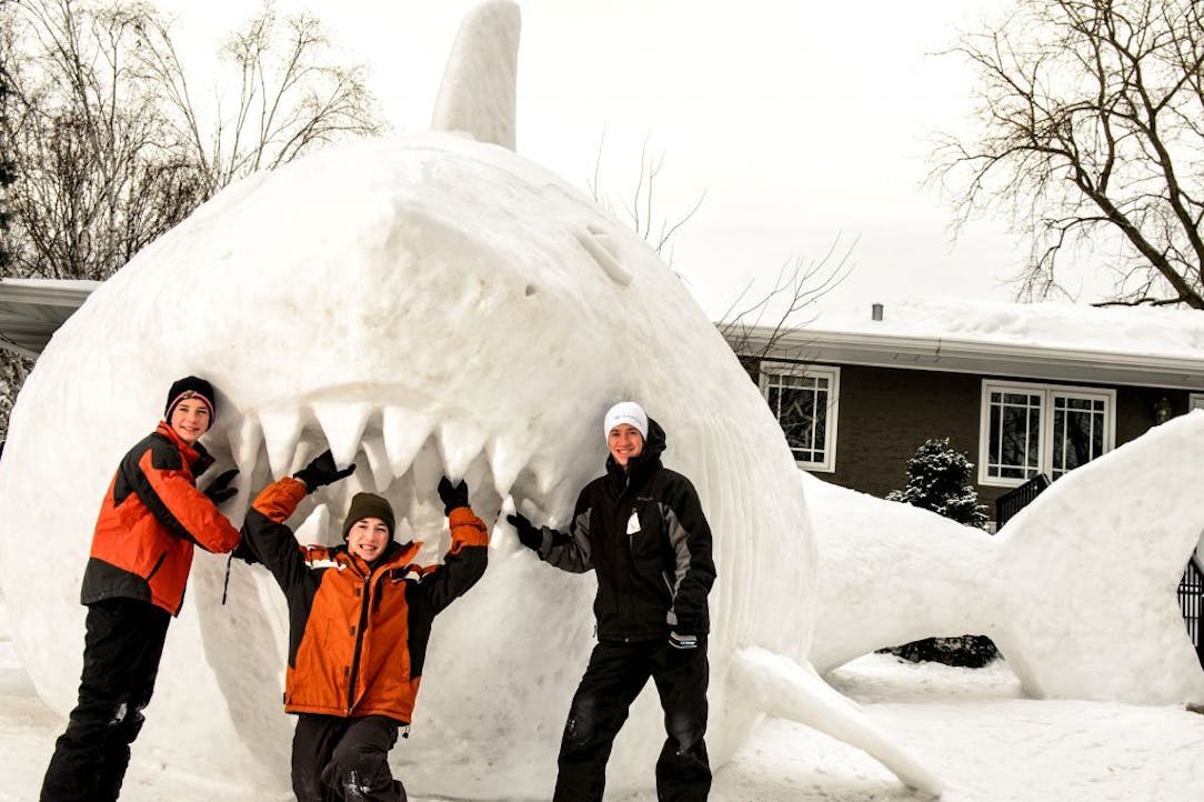 Giant snow sculptures emerge each year in New Brighton front yard