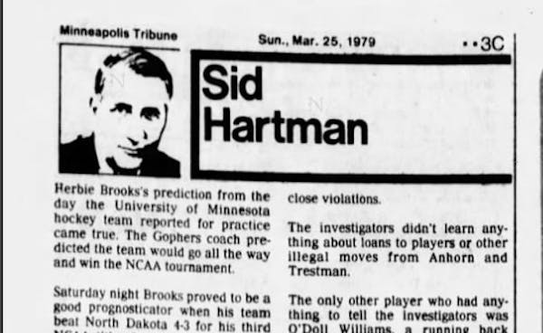 Sid in '79: Read Hartman's column from the Gophers' 1979 NCAA hockey title