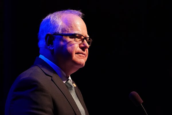 Gov. Tim Walz spoke after taking the oath of office at the Fitzgerald Theater in St. Paul, Minn.