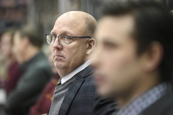 Gophers men’s hockey coach Bob Motzko watched his team lose to Ferris State last Saturday.