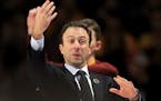 Minnesota head coach Richard Pitino gestures against Rutgers during the second half of an NCAA college basketball game Saturday, Jan. 12, 2019, in Min