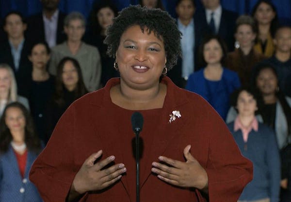 In this pool image from video, Stacey Abrams delivers the Democratic party's response to President Donald Trump's State of the Union address, Tuesday,