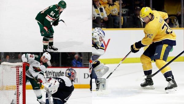 The Wild traded Mikael Granlund (upper left) to Nashville for Kevin Fiala (right), and gave Eric Staal (lower right) a two-year extension.