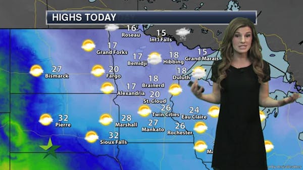 Afternoon forecast: Cold air moving out; high 26