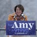 Sen. Amy Klobuchar appears for her presidential announcement at Boom Island Park.