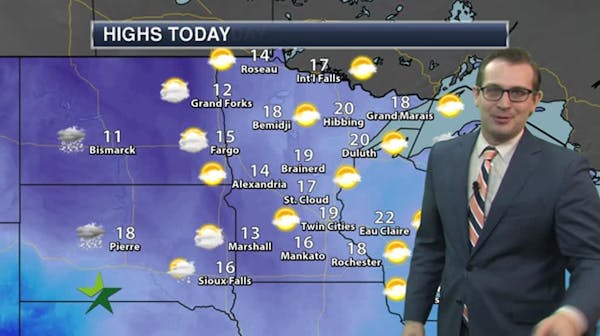 Afternoon forecast: Mostly cloudy, high of 20