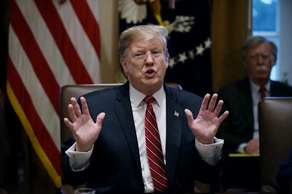 U.S. President Donald Trump speaks during a Cabinet meeting in the Cabinet Room of the White House in Washington, D.C., U.S., Feb. 12, 2019.