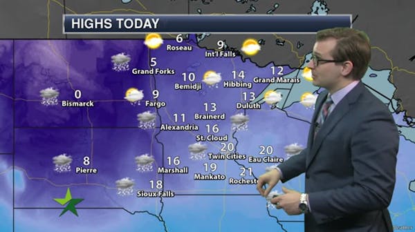 Afternoon forecast: Steady snow with a high of 19