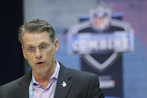 Minnesota Vikings general manager Rick Spielman speaks during a press conference at the NFL football scouting combine, Wednesday, Feb. 27, 2019, in In