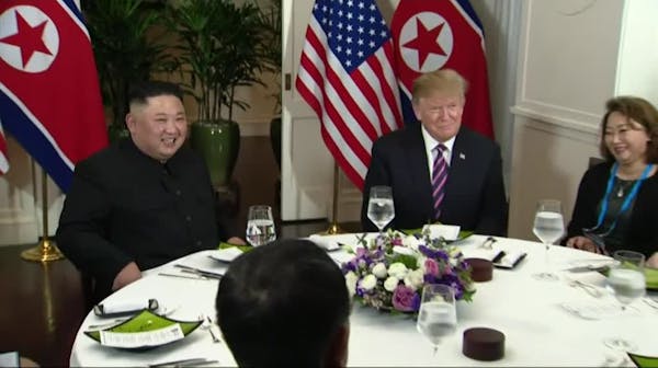 Kim and Trump sit down for dinner at Hanoi hotel