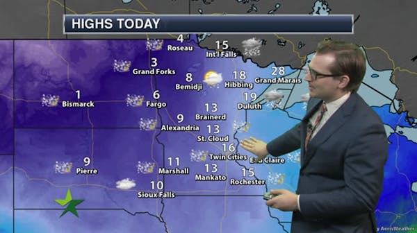 Evening forecast: Blustery, blowing snow, low -9