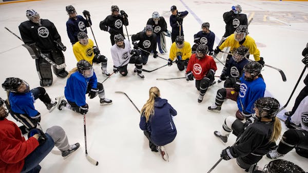 The Minnesota Whitecaps (shown gathered around co-head coach Ronda Engelhardt during an October practice) have secured the top seed and home ice for t