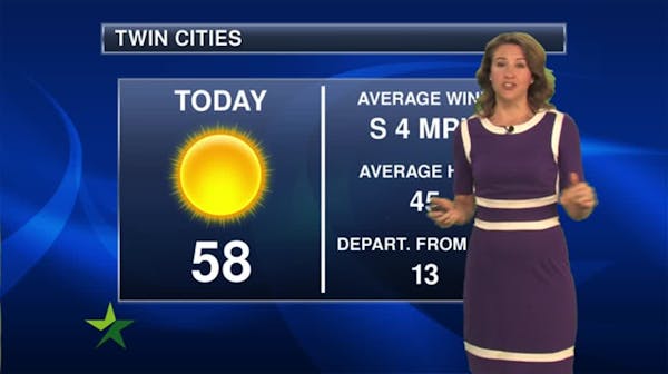 Morning forecast: Sunny and warm; high 58