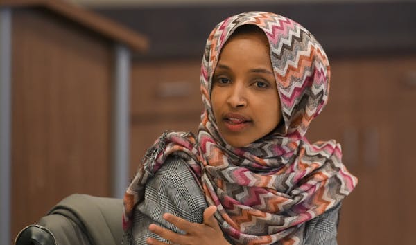 Rep. Ilhan Omar spoke to attendees of a Minneapolis immigration round table discussion in January.
