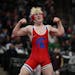 Ryan Sokol of Simley defeated Charlie Pickell of Mankato West in their class 2A 132 lb. weight division match.