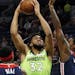 Wolves center Karl-Anthony Towns had 40 points and 16 rebounds against the Wizards on Saturday night, but missed the end of the fourth quarter and ove