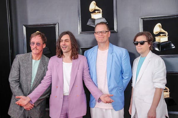 Weezer arrived at the 61st Grammy Awards at Staples Center in Los Angeles on Sunday, Feb. 10, 2019. The band released its “Teal Album” of covers i