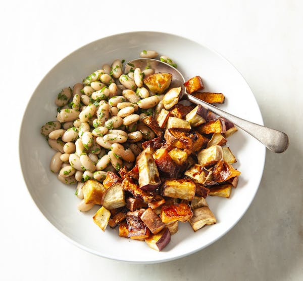 Roasted Sweet Potatoes and White Bean Salad. Photo by Mette Nielsen * Special to the Star Tribune