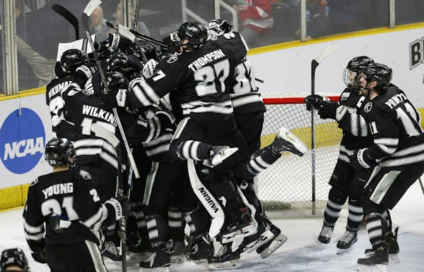 Providence players celebrated Sunday’s 4-0 victory over Cornell.