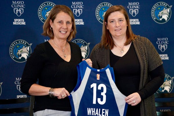 Lindsay Whalen and Lynx head coach Cheryl Reeve at Thursday's press conference.