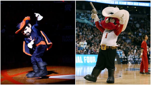 The Virginia Cavalier and Texas Tech Red Raider mascots
