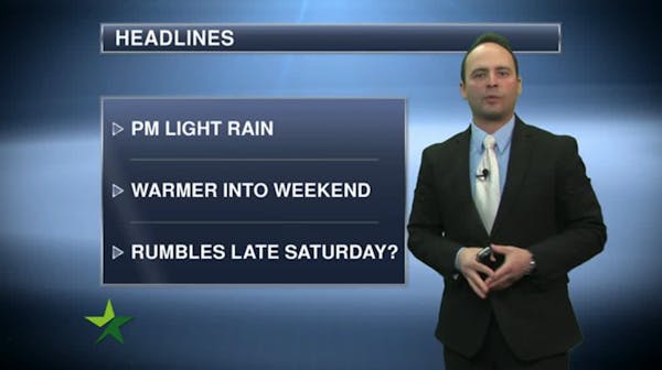 Morning forecast: Mostly cloudy, PM showers, high of 46