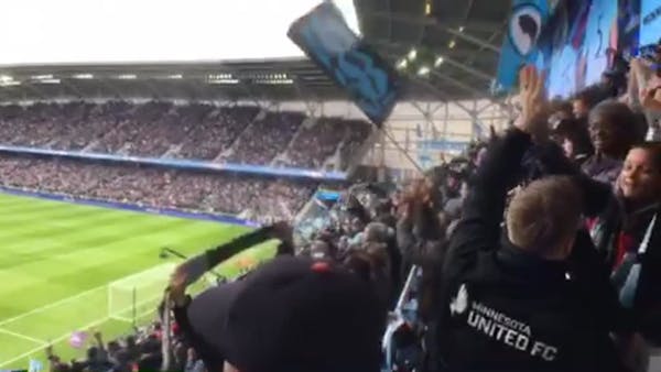 Loons supporters celebrate first goal at Allianz Field