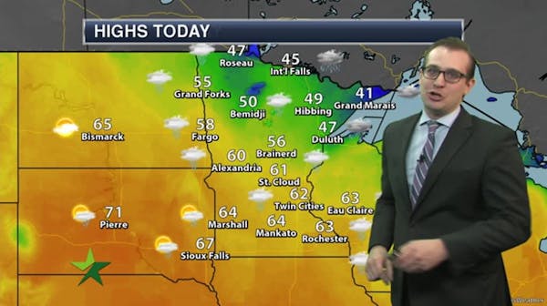 Afternoon forecast: Cloudy with a high of 64